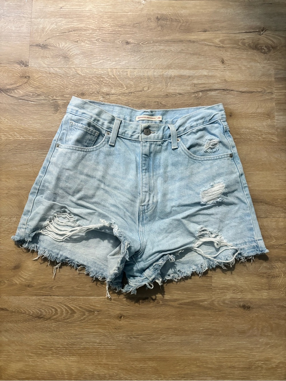Levi's Light Blue Distressed Denim Cutoff Shorts